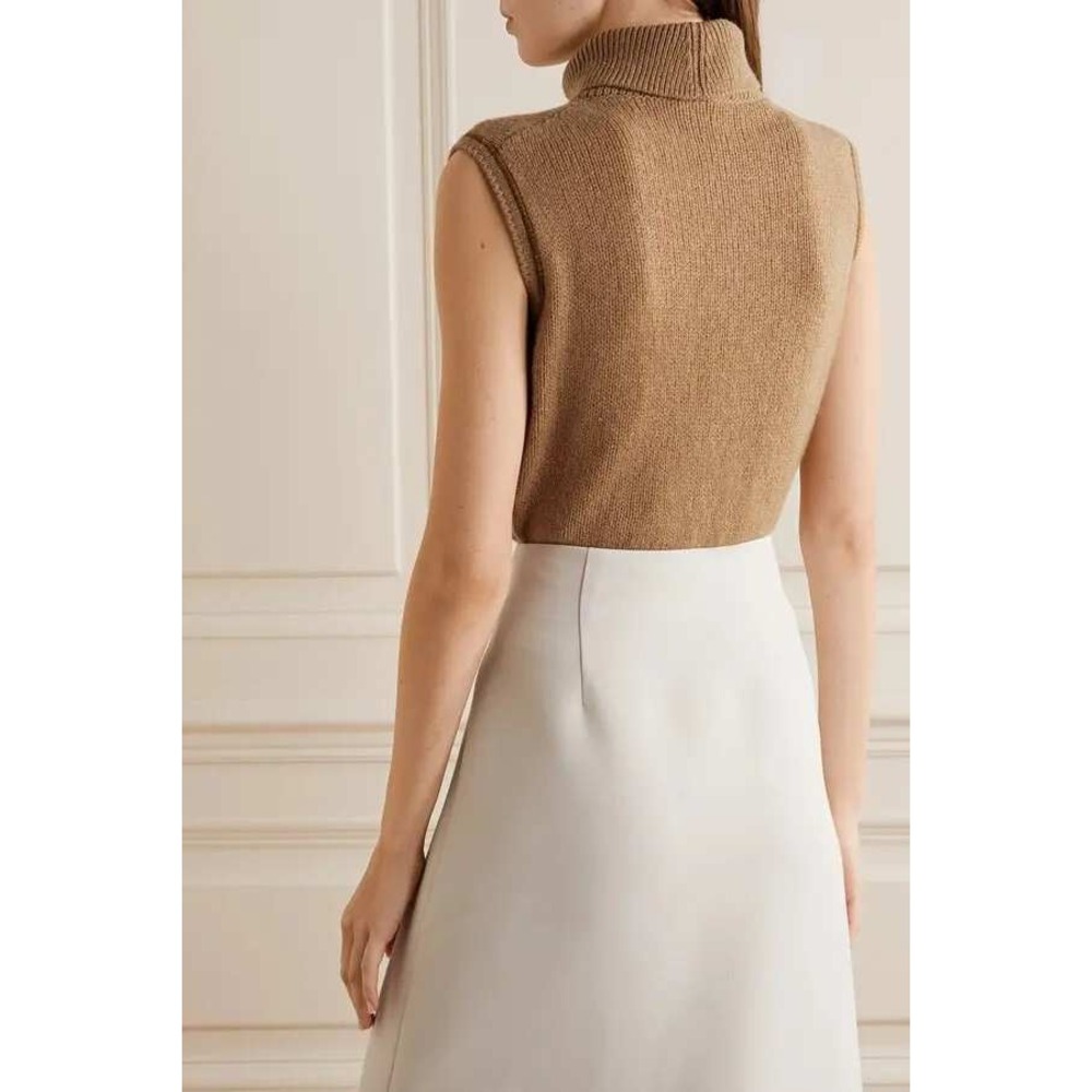 THE ROW Giselle Cashmere Turleneck Sweater Womens Medium Camel Brown Sleeveless - Picture 2 of 16